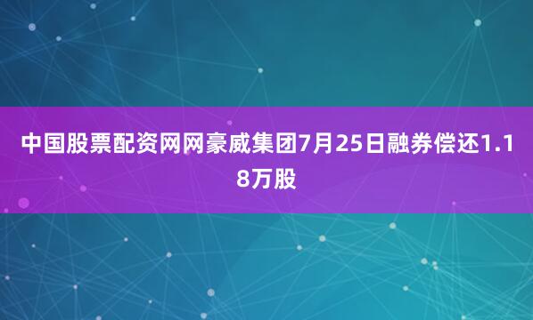 中国股票配资网网豪威集团7月25日融券偿还1.18万股